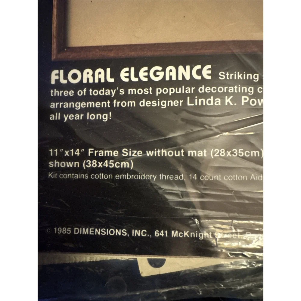 Dimensions Counted Cross Stitch Kit FLORAL‎ ELEGANCE NOS 1985 Vintage OPEN